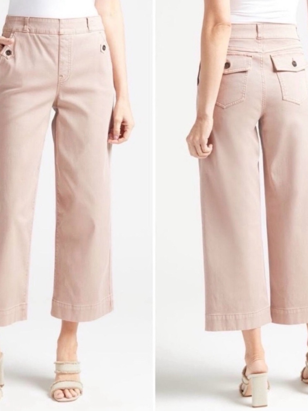 NWOT SPANX Mauve Twill wide leg crop pants - Picture 2 of 6